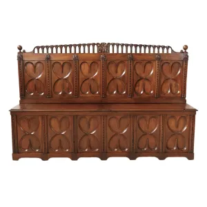 18th Century French Gothic Revival Period Walnut Hall Bench with Lift Seat