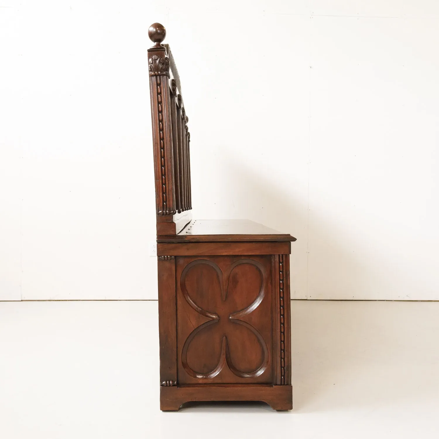 18th Century French Gothic Revival Period Walnut Hall Bench with Lift Seat