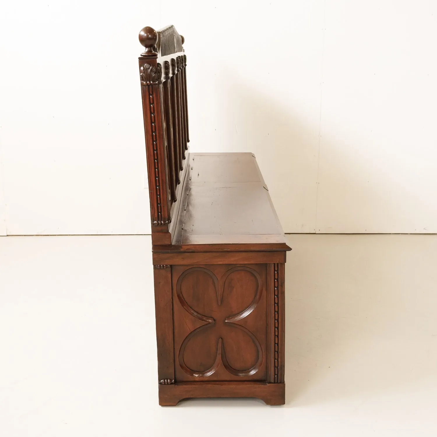 18th Century French Gothic Revival Period Walnut Hall Bench with Lift Seat