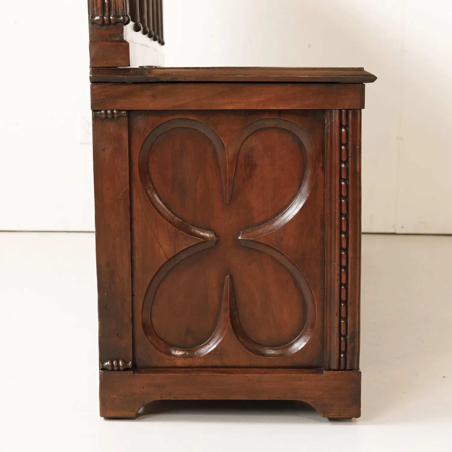 18th Century French Gothic Revival Period Walnut Hall Bench with Lift Seat