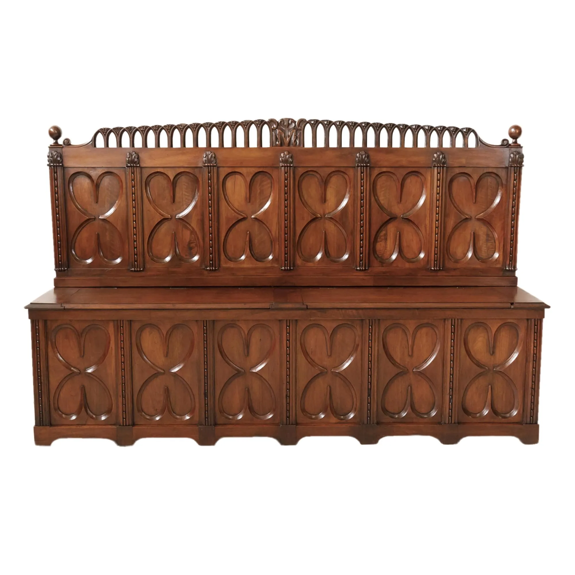 18th Century French Gothic Revival Period Walnut Hall Bench with Lift Seat