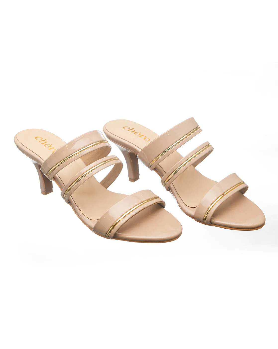 Beige Multiple Strap Heels for Women