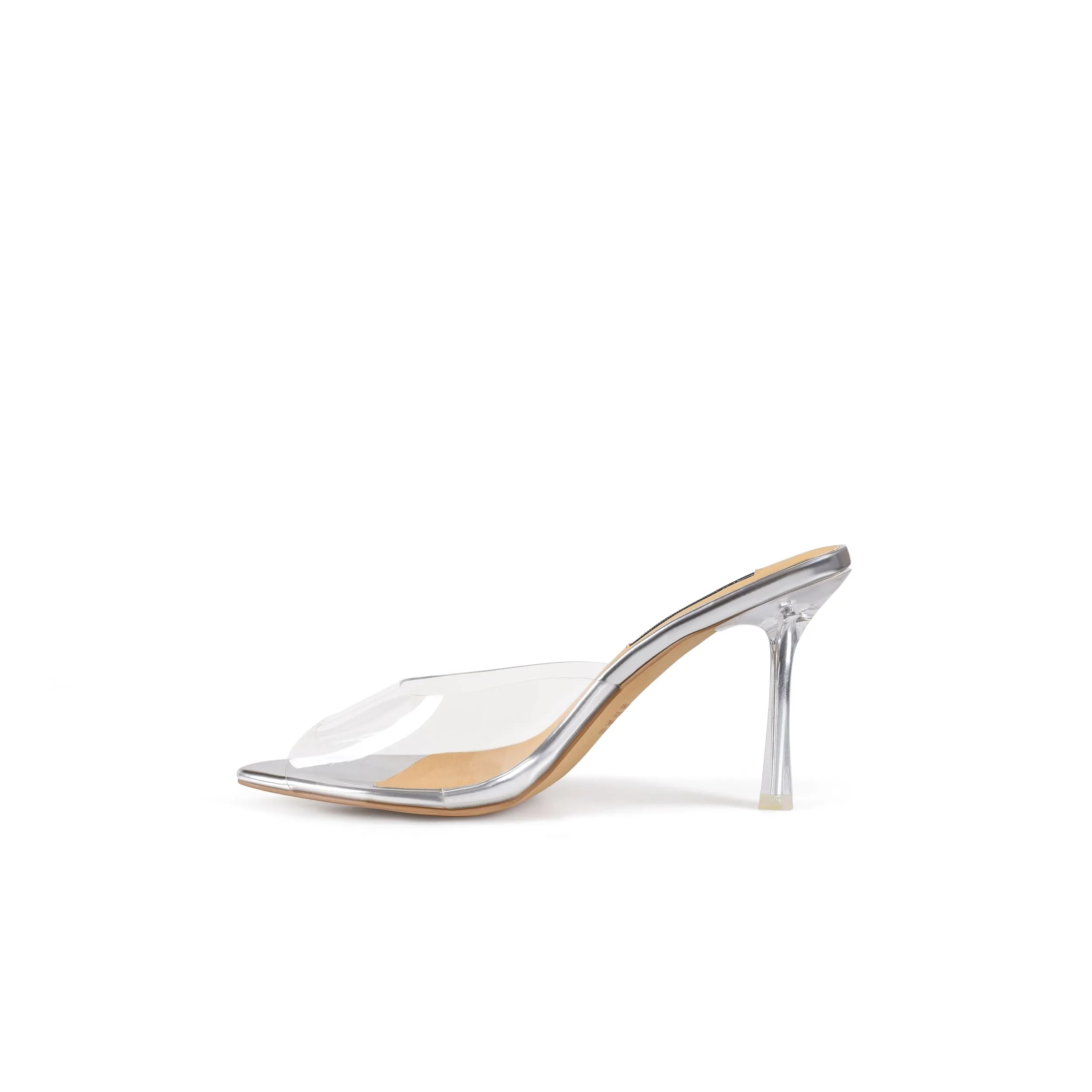 Beth Sandal Lucite & Silver Metallic