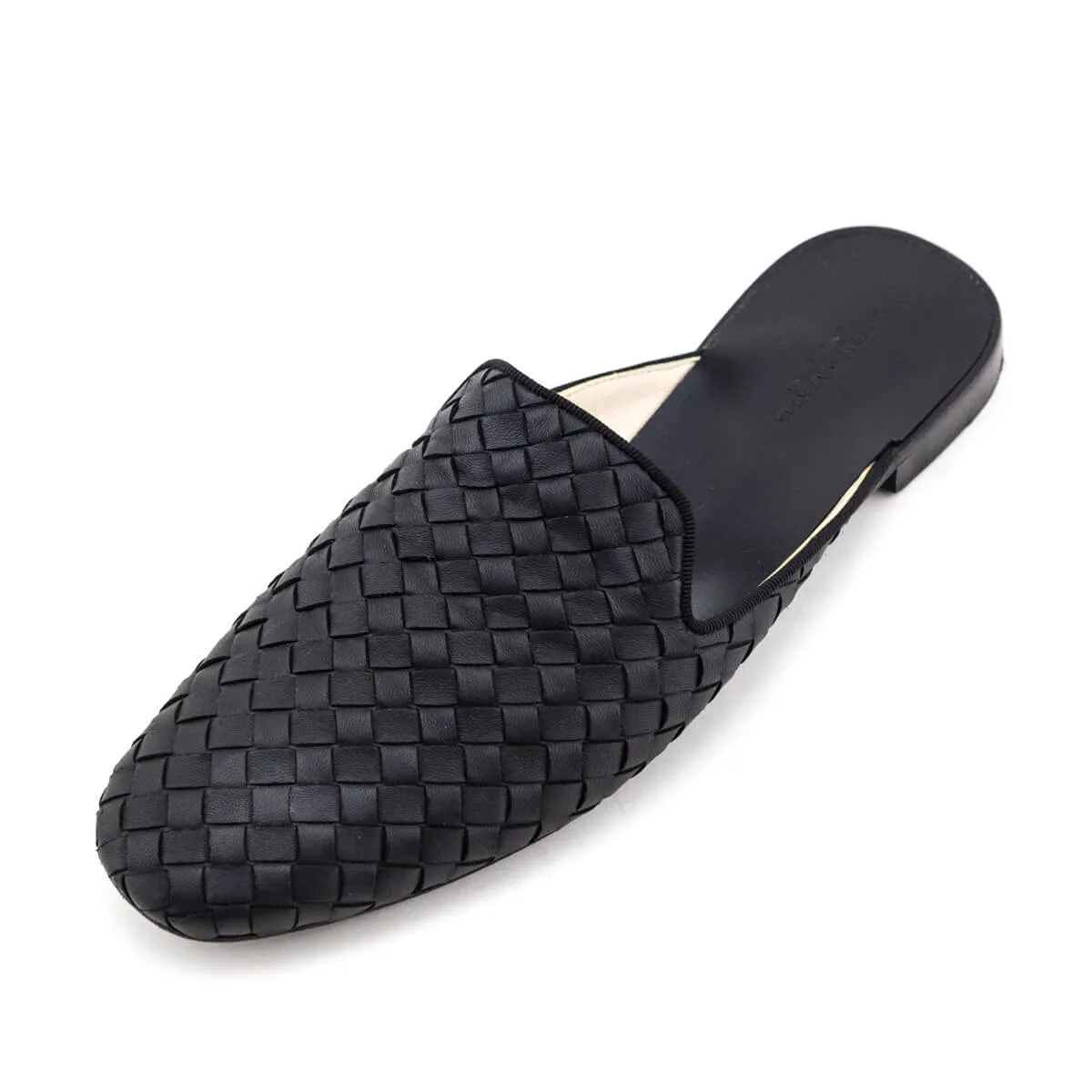 Bottega Veneta Black Intrecciato Weave Mules Size US 9 | IT 39