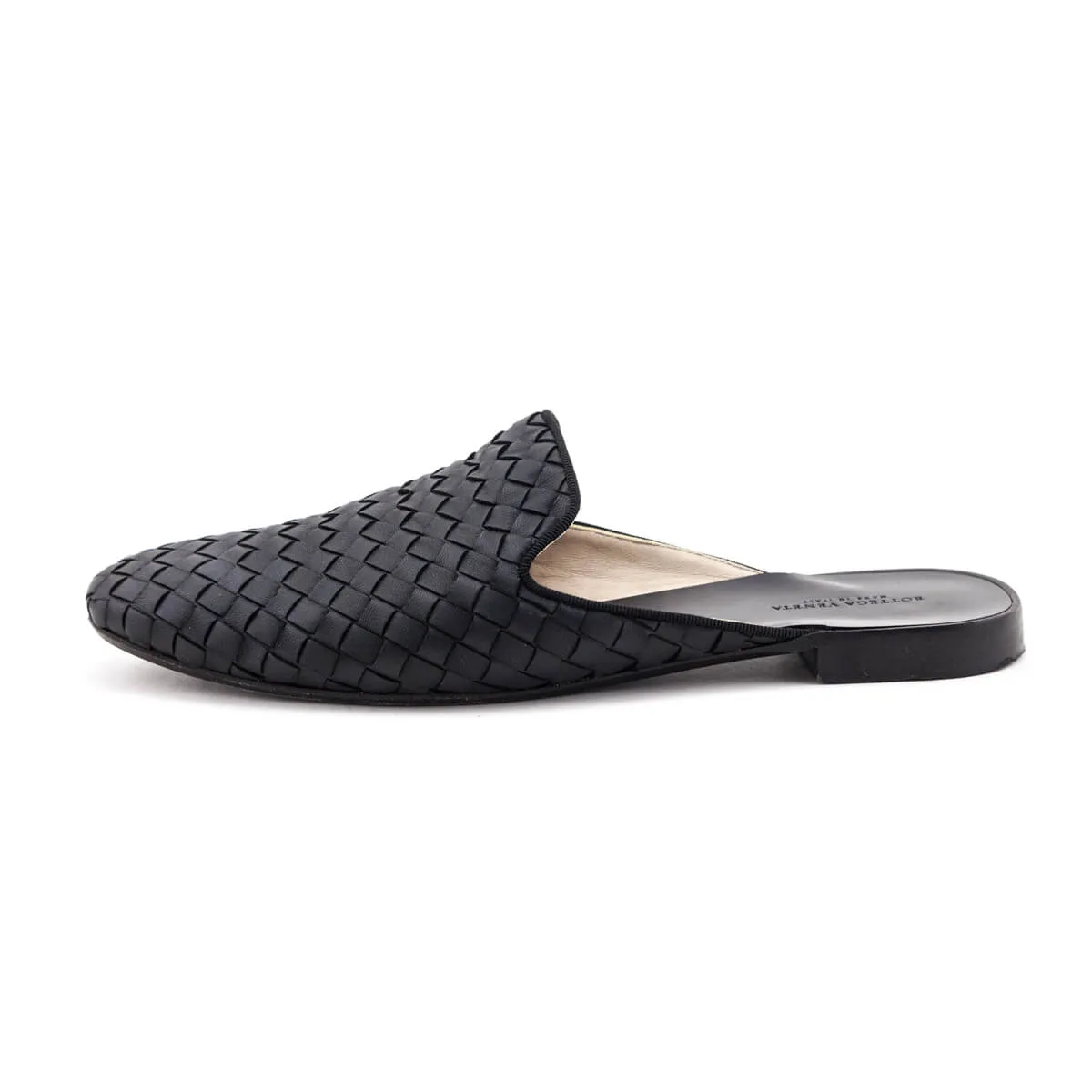 Bottega Veneta Black Intrecciato Weave Mules Size US 9 | IT 39