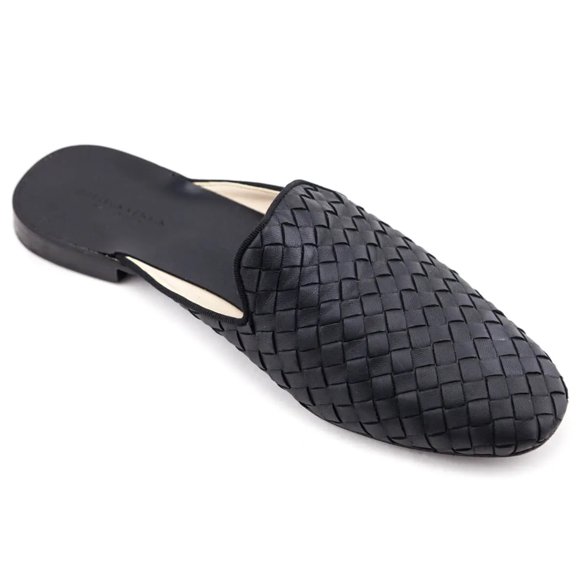Bottega Veneta Black Intrecciato Weave Mules Size US 9 | IT 39