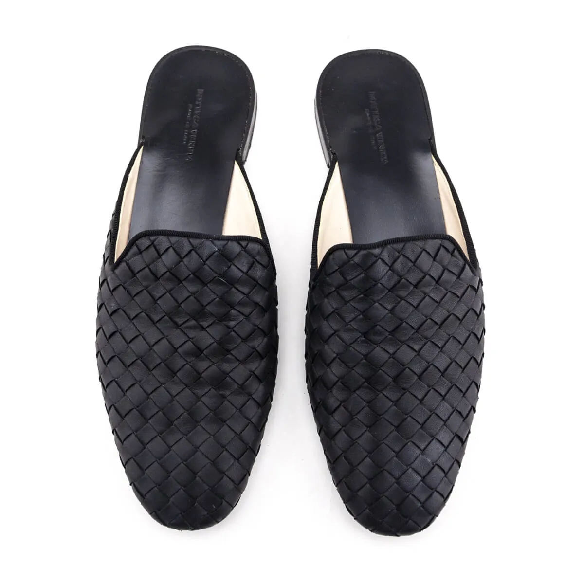 Bottega Veneta Black Intrecciato Weave Mules Size US 9 | IT 39