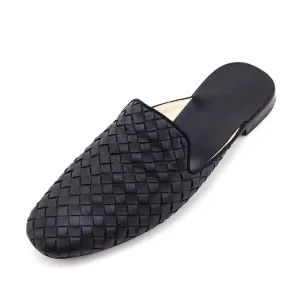 Bottega Veneta Black Intrecciato Weave Mules Size US 9 | IT 39