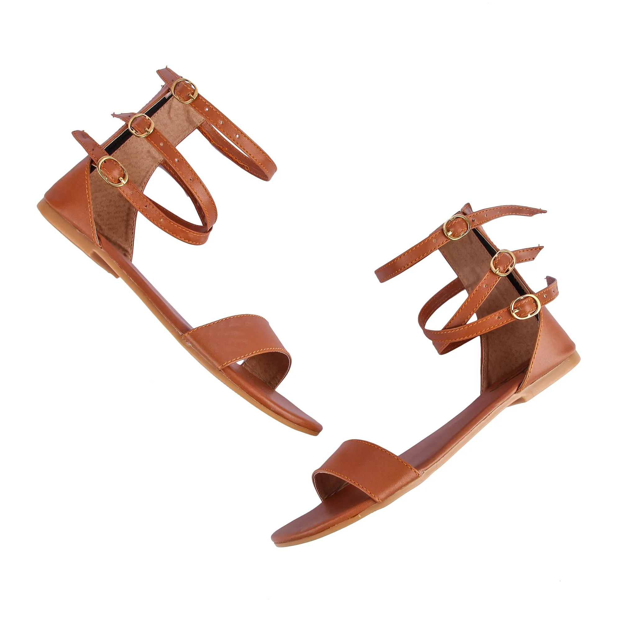 Brauch Women's Brown High Multi Strap Sandal