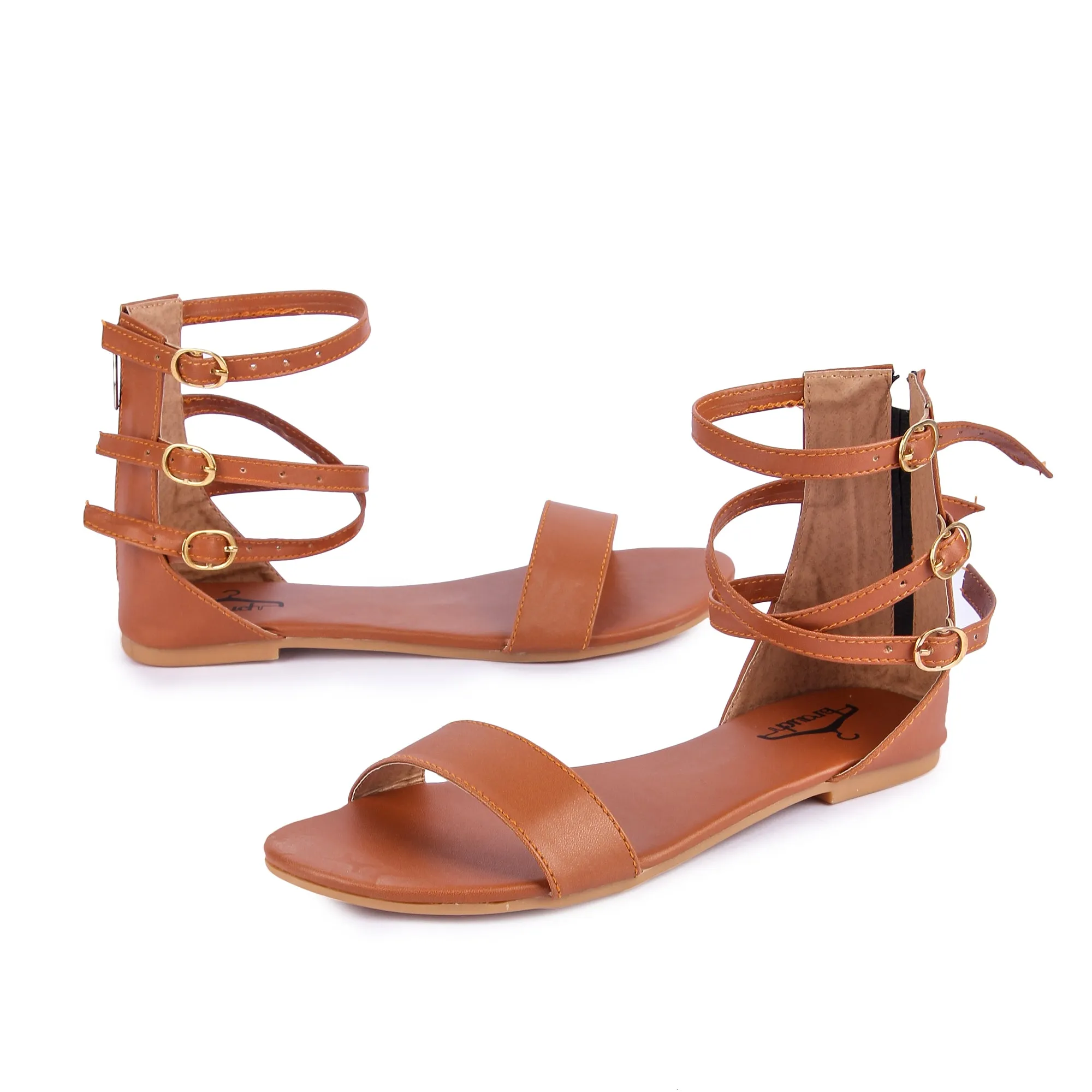Brauch Women's Brown High Multi Strap Sandal