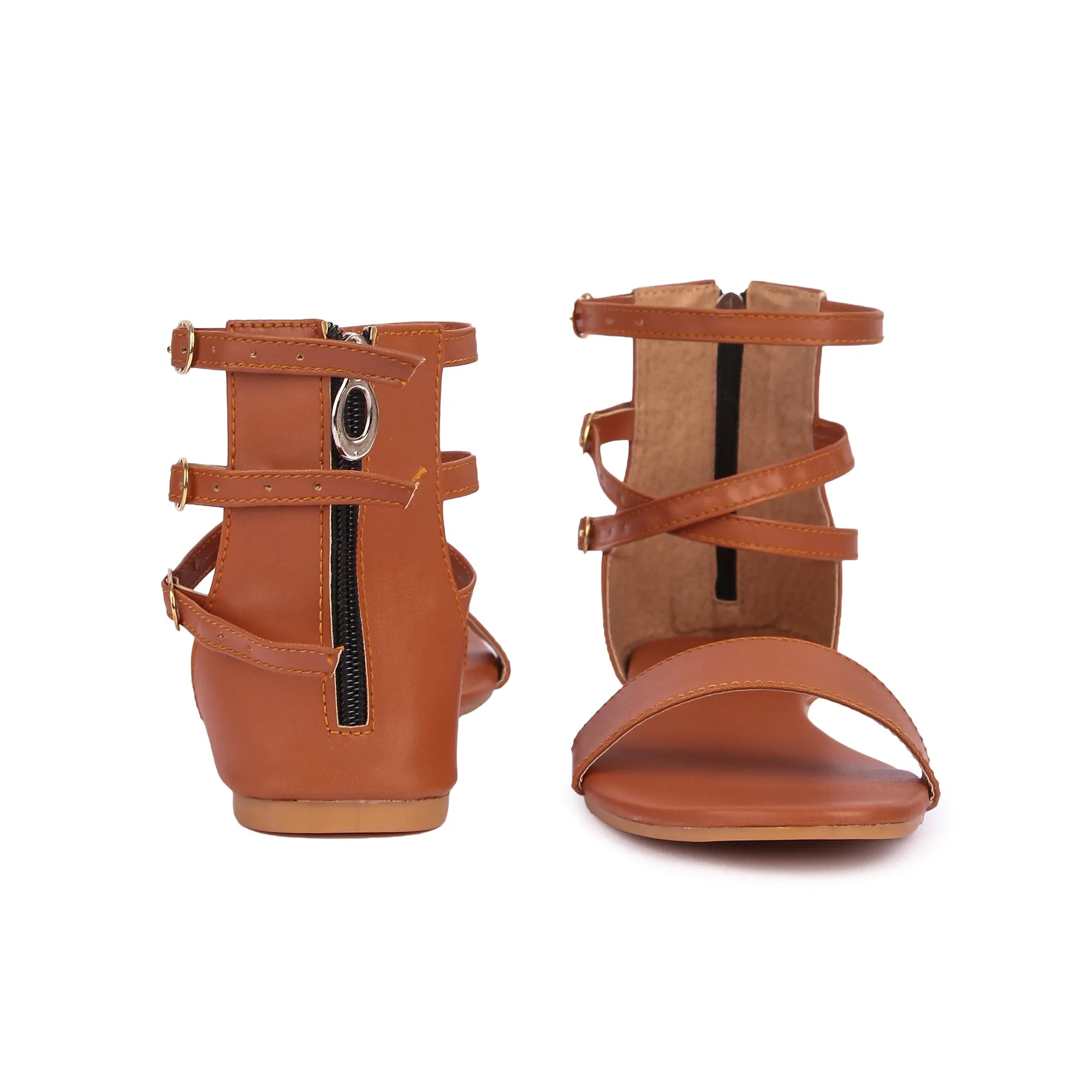 Brauch Women's Brown High Multi Strap Sandal