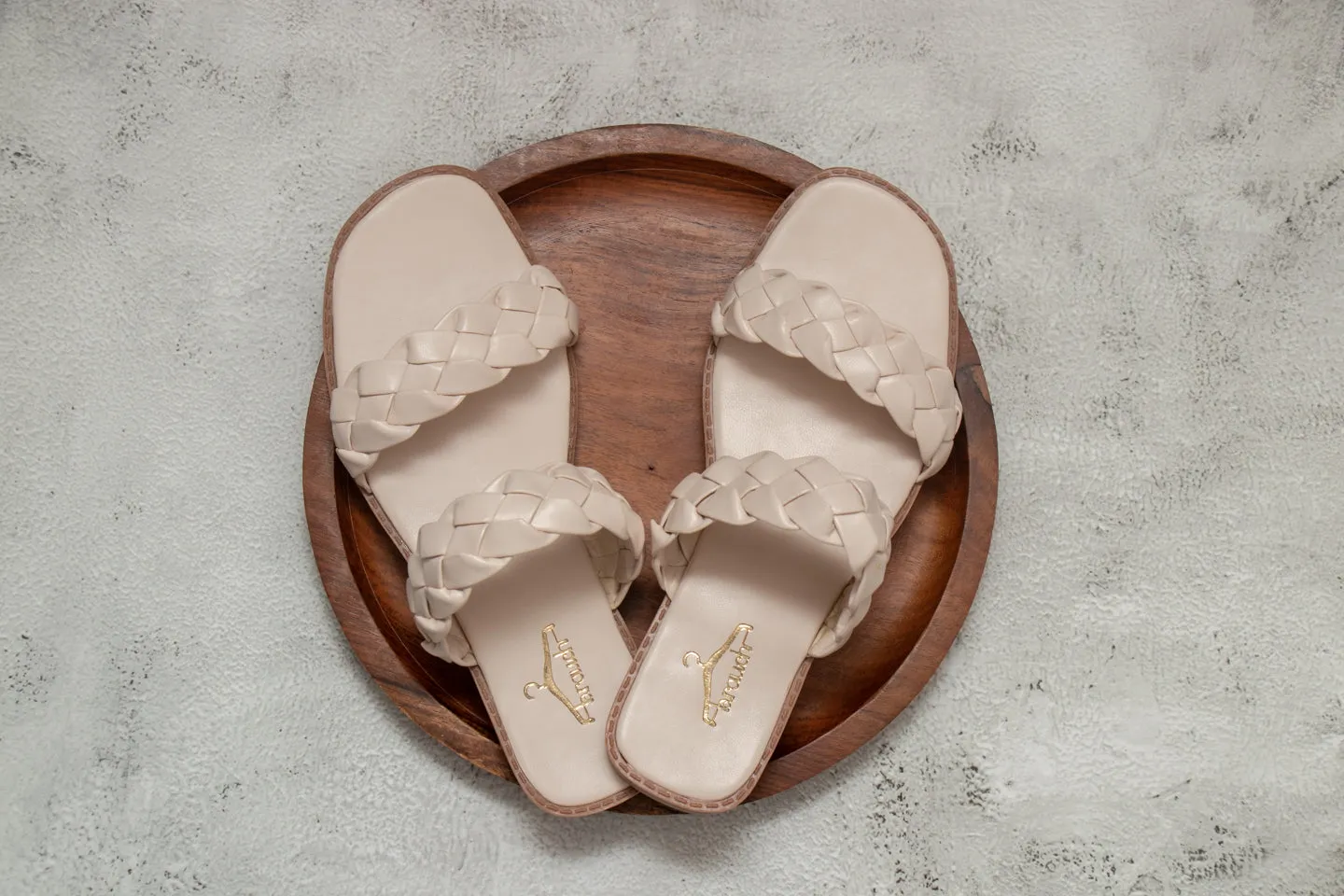 Brauch Women's Cream Braided Strap Flats