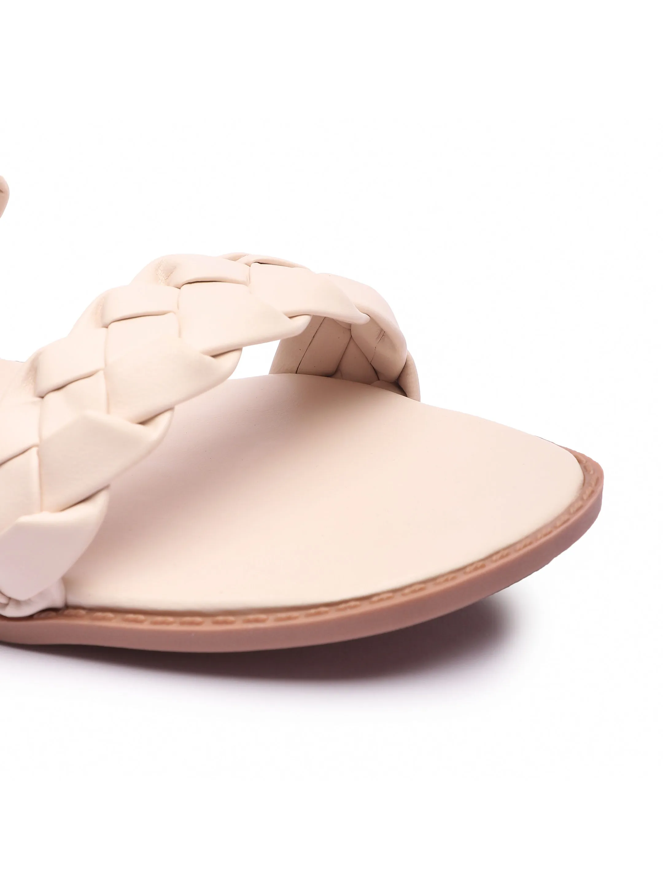 Brauch Women's Cream Braided Strap Flats