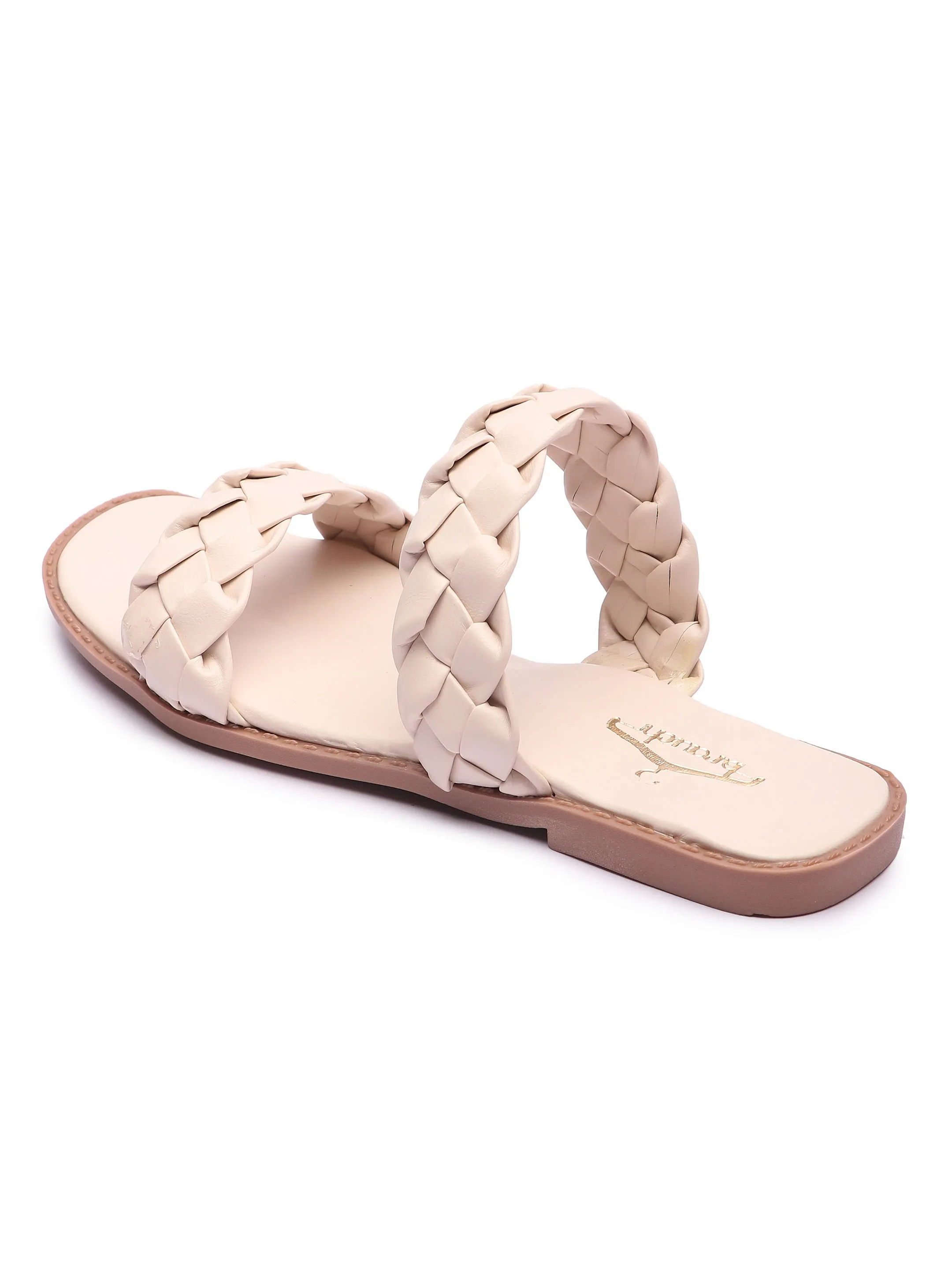 Brauch Women's Cream Braided Strap Flats