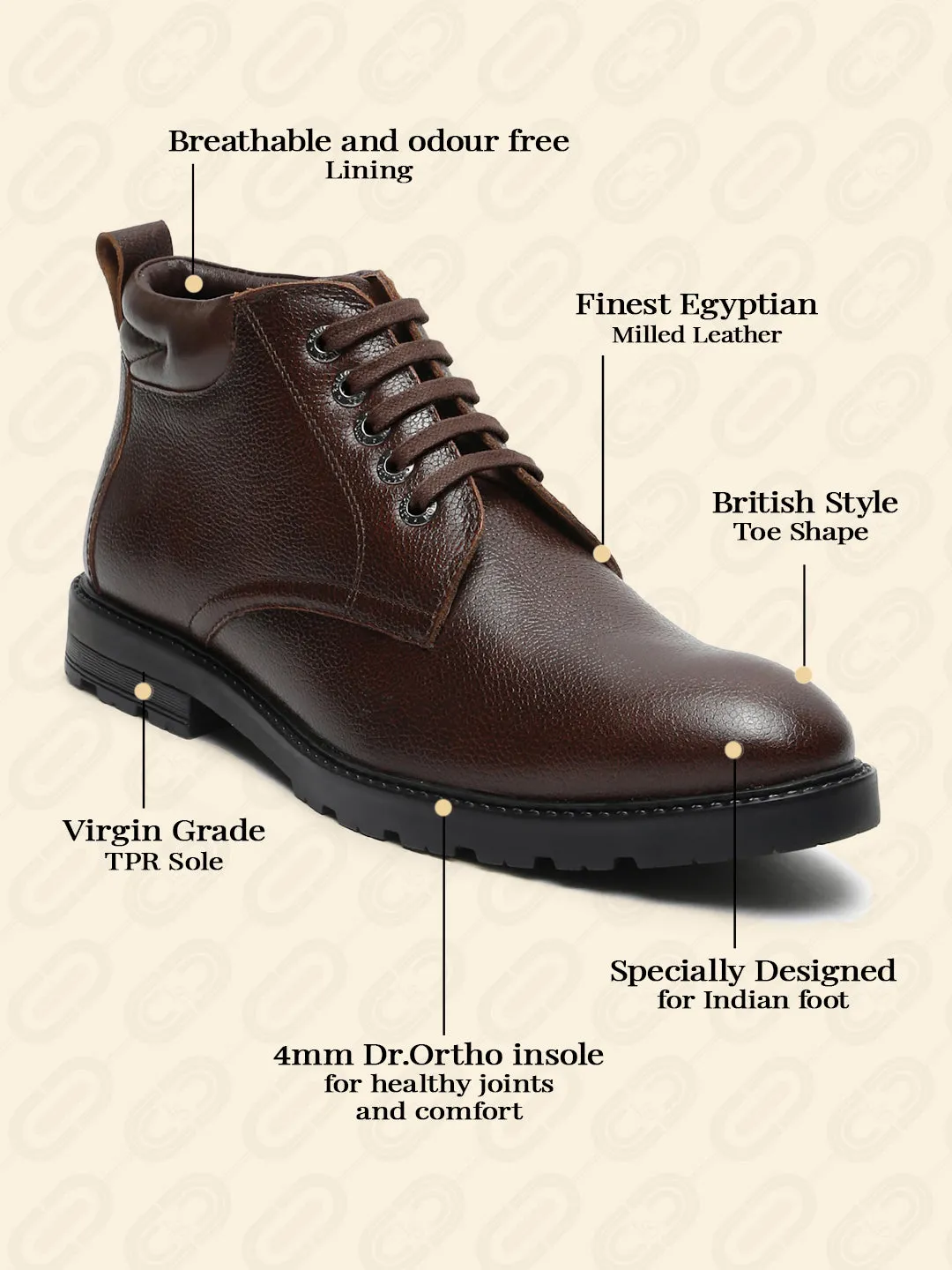 Brunette Brown Handcrafted Italian Napa Leather High Ankle Boots