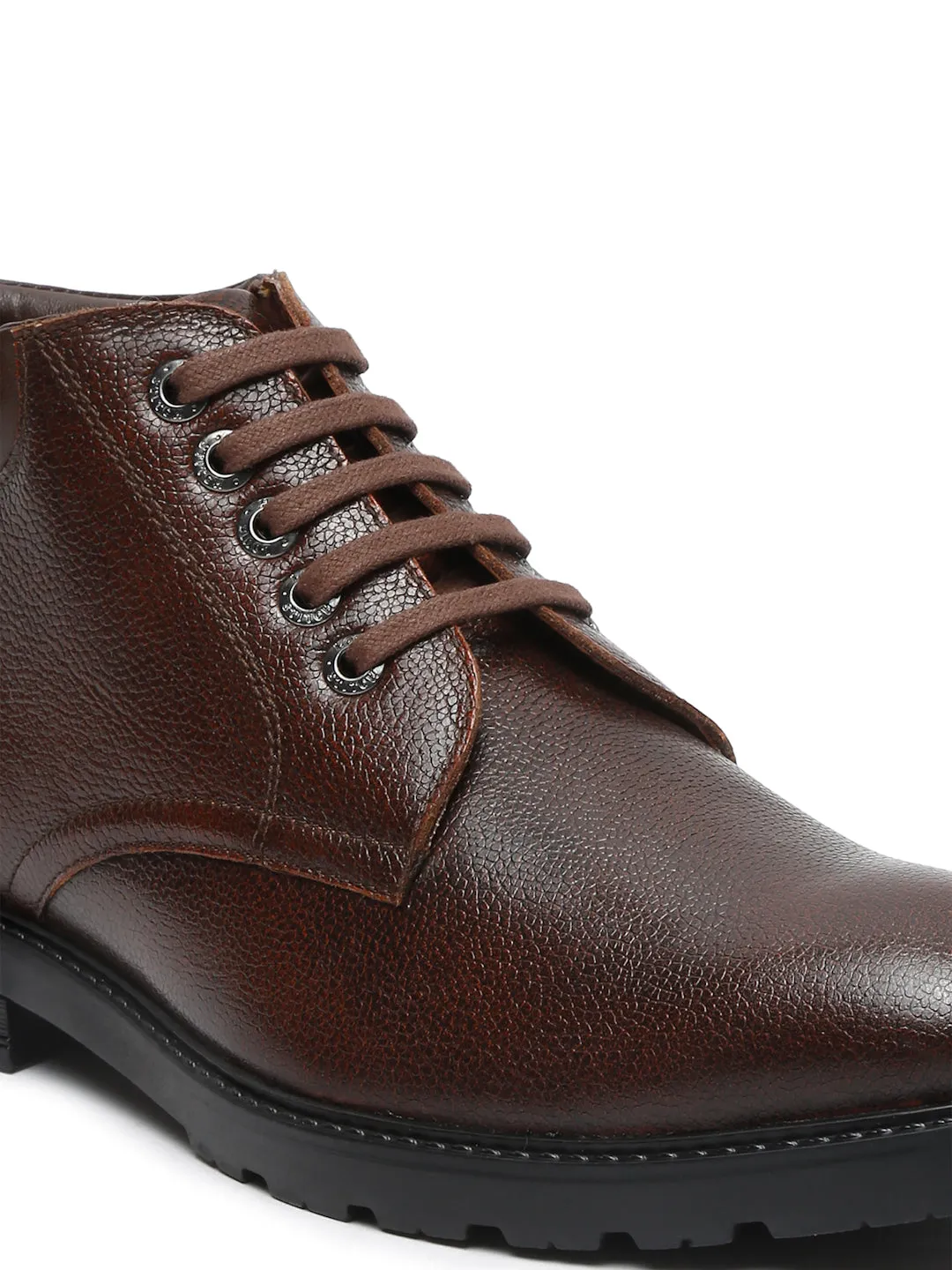 Brunette Brown Handcrafted Italian Napa Leather High Ankle Boots