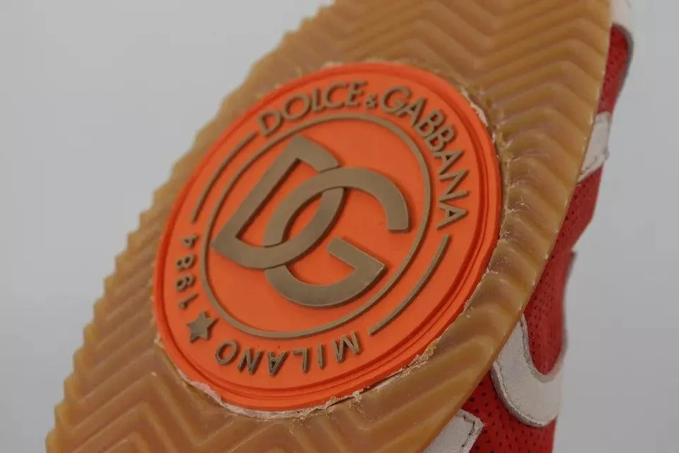 Dolce & Gabbana Red White Leather Herres Logo Casual Sneakers Sko