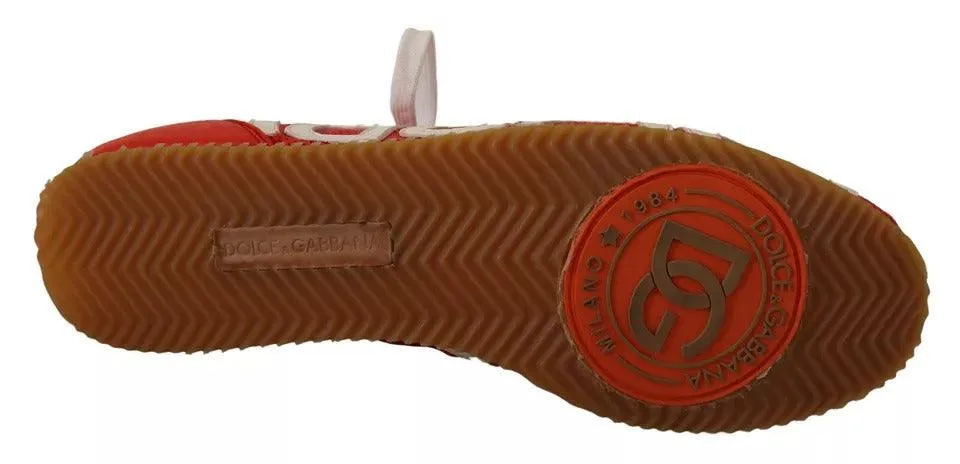 Dolce & Gabbana Red White Leather Herres Logo Casual Sneakers Sko