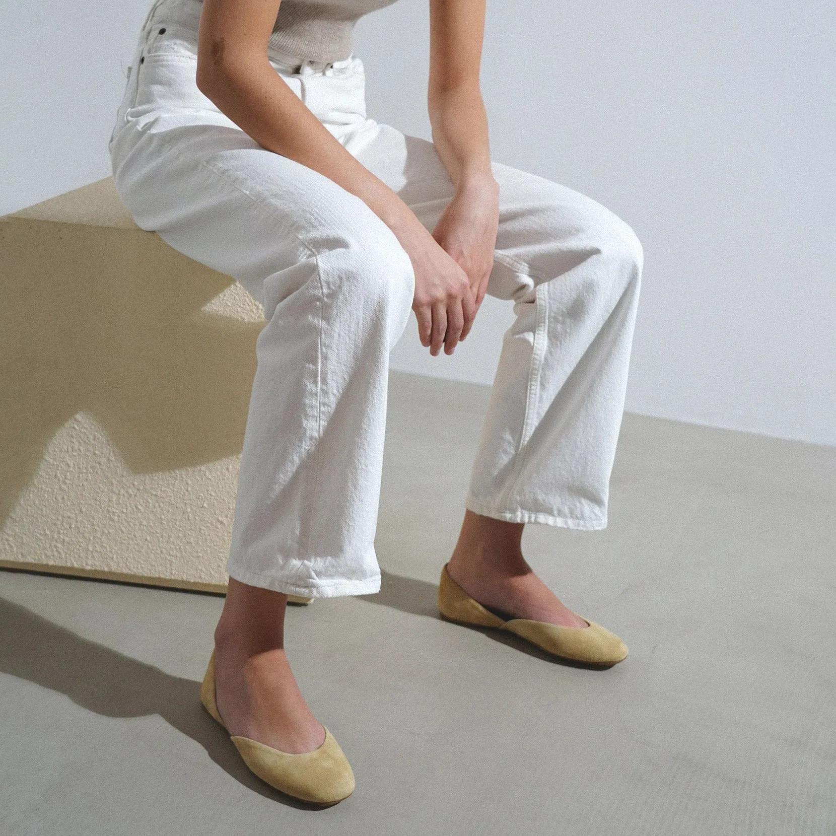 Gemma beige suede ballet flats