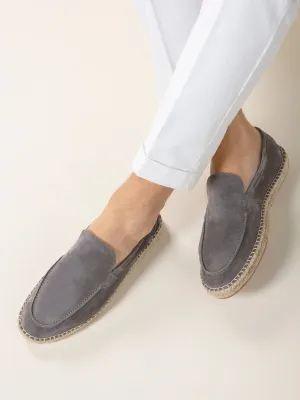 Grey Suede Selene Beachside Espadrille Loafers with White Soles - Summer 2024 Collection