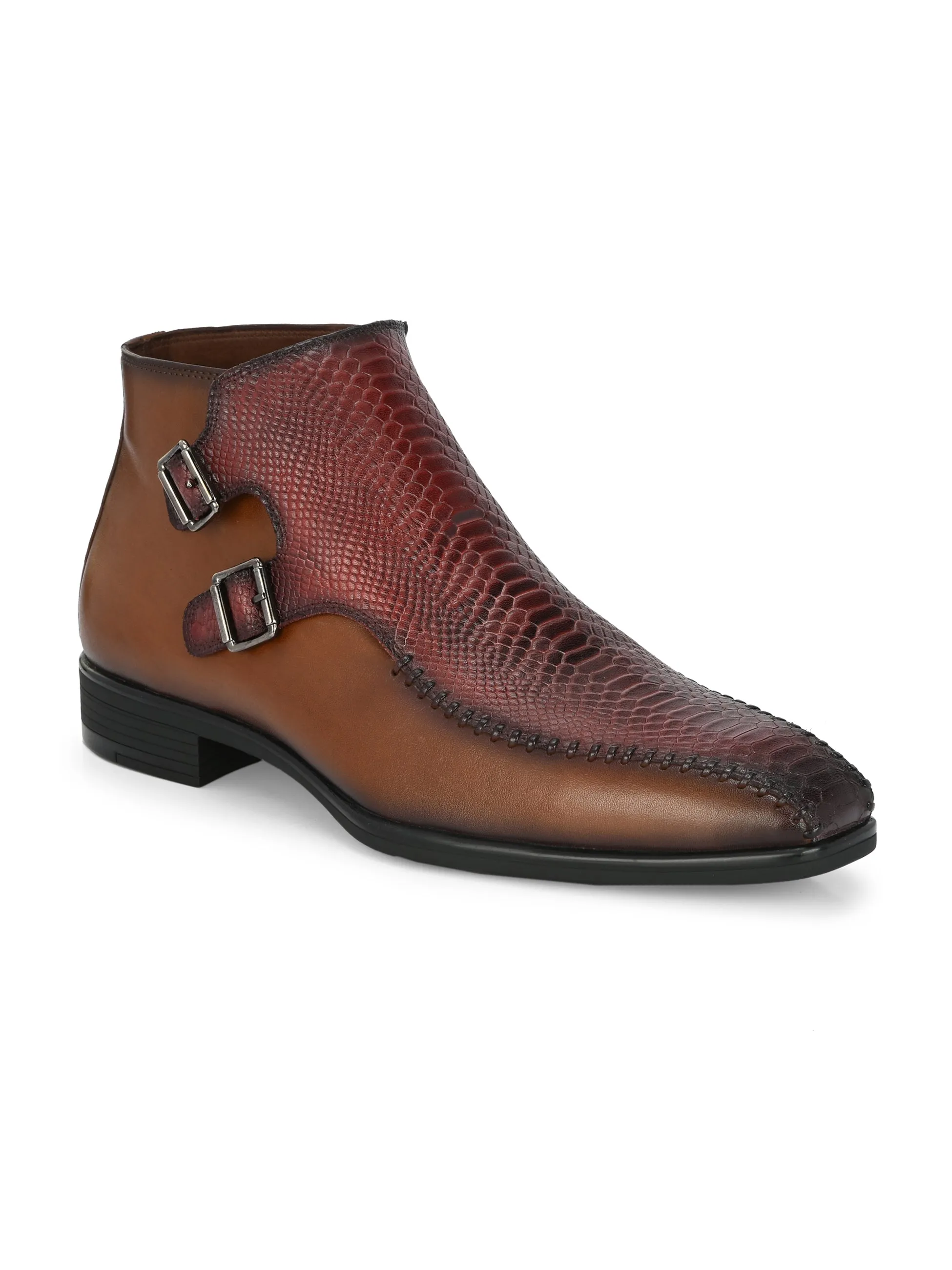 Hitz Men's Tan Leather Buckle Boots
