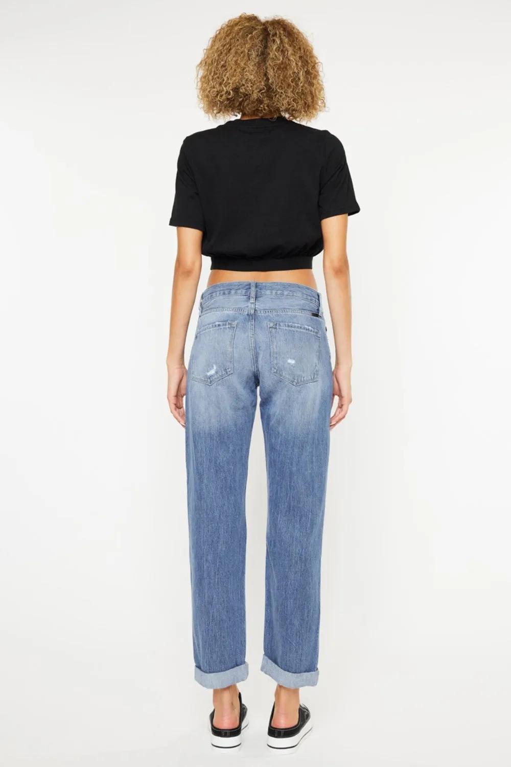 Kancan Mid Rise Distressed Straight Jeans ONLINE EXCLUSIVE