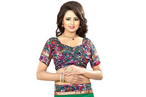 Livie Women's Georgette Sarees Party Wear/Fancy Georgette Sarees/Printed Georgette Sarees - Emerald Green