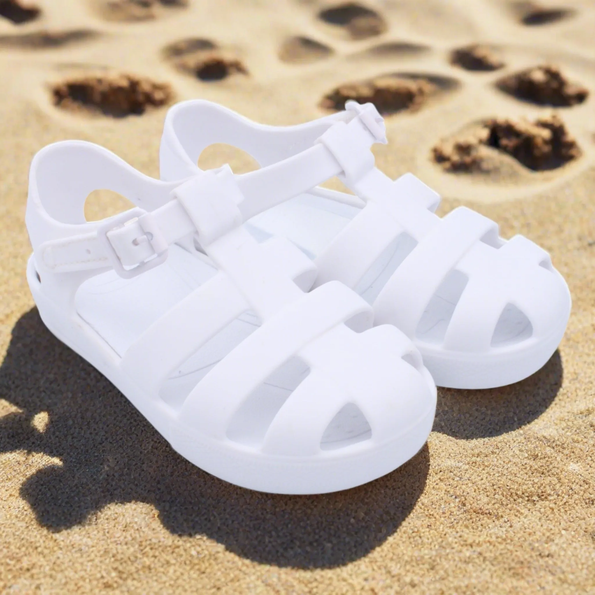 Marena Matt White Jelly Sandals