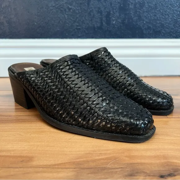 Nicole Leather Woven Mules