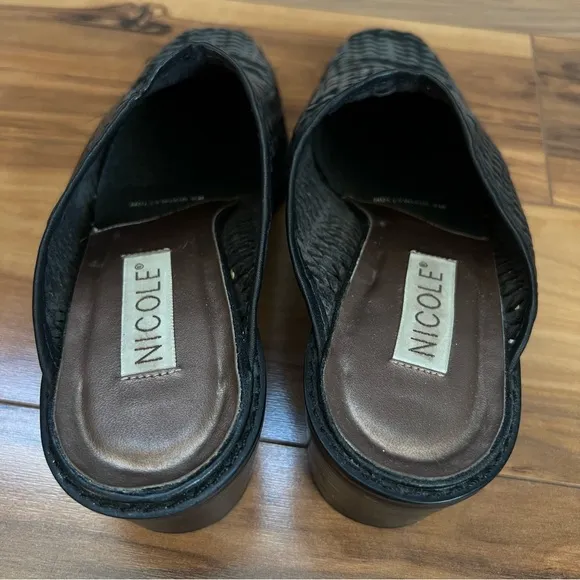 Nicole Leather Woven Mules