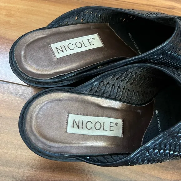 Nicole Leather Woven Mules