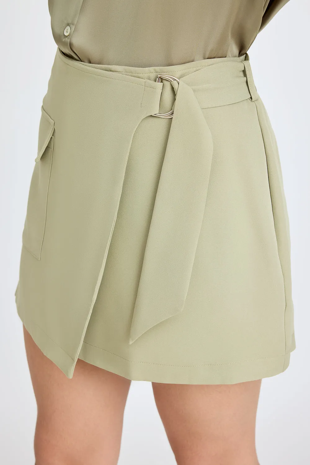 Olive Green Cargo Mini Skirt