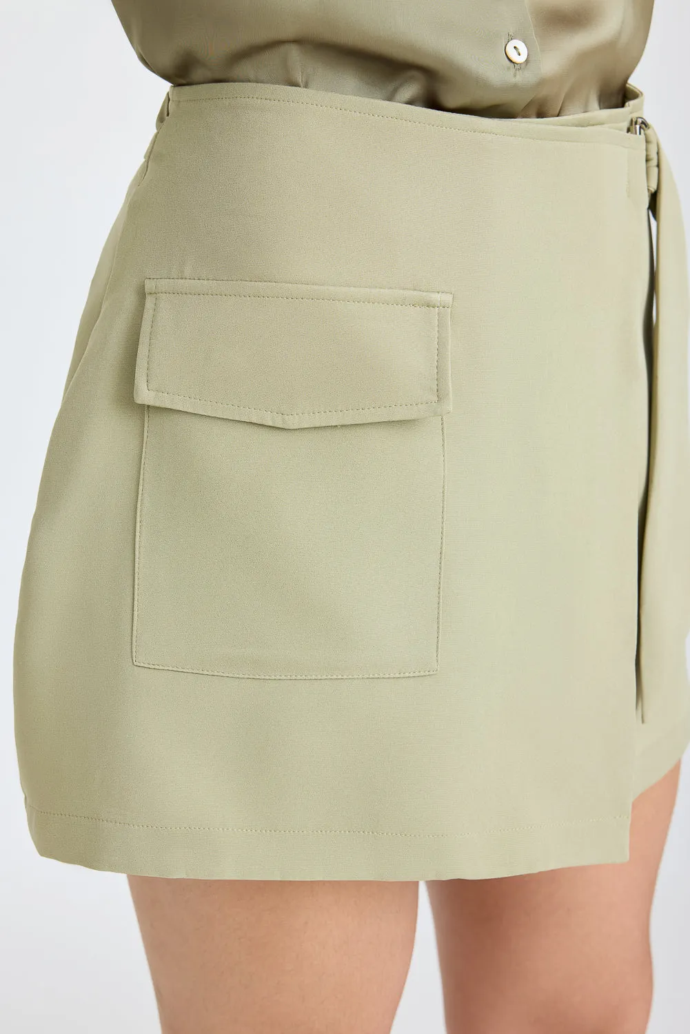Olive Green Cargo Mini Skirt