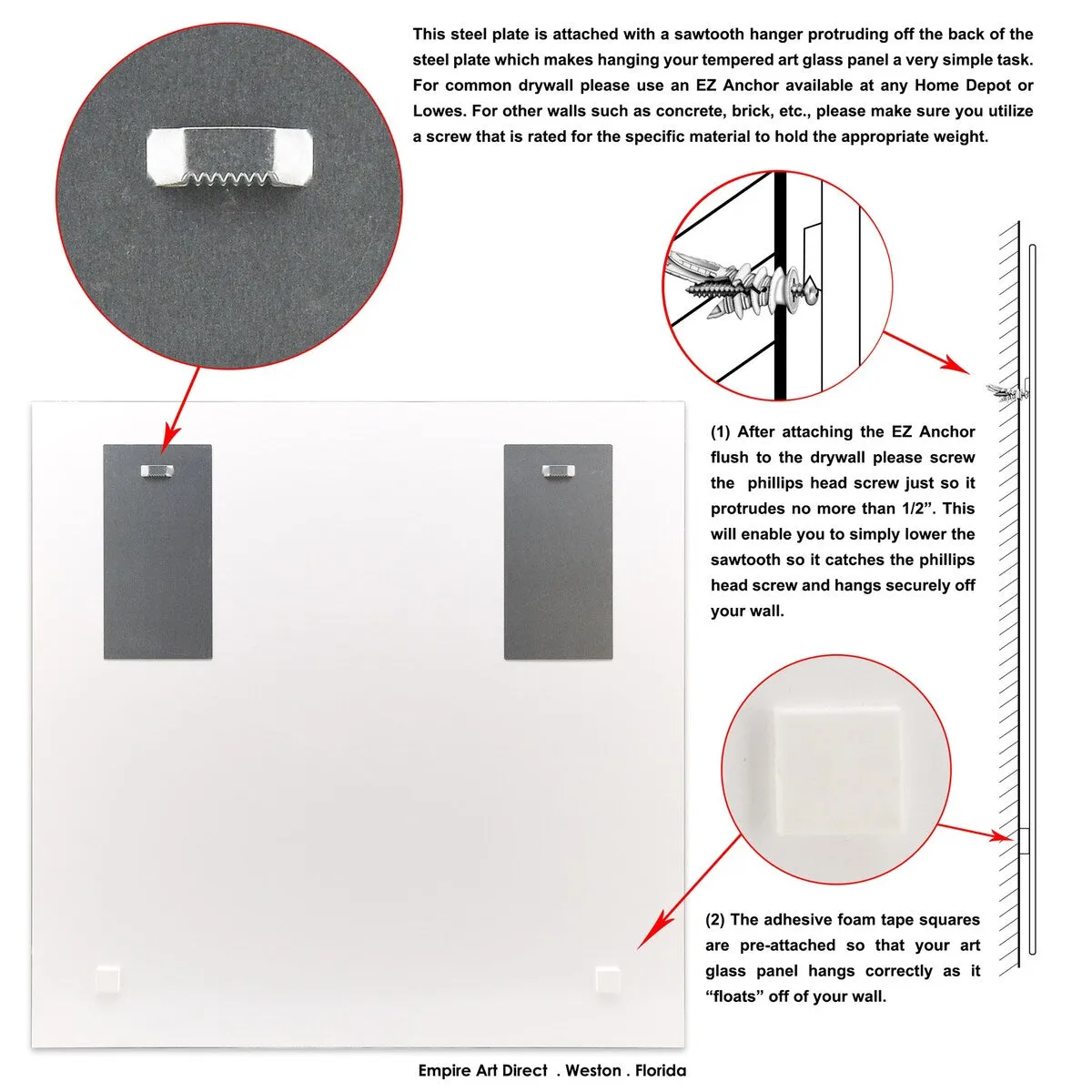 "Essentials" Square Beveled Mirror on Free Floating Printed Tempered Art Glass - 36" x 36"