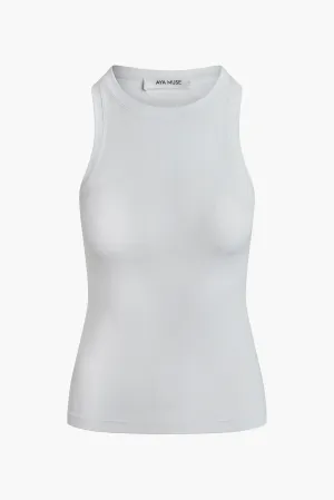 RIBBED HIGH NECK TANK