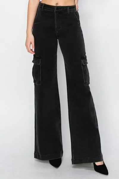 Risen Full Size High Rise Wide Leg Cargo Jeans ONLINE EXCLUSIVE