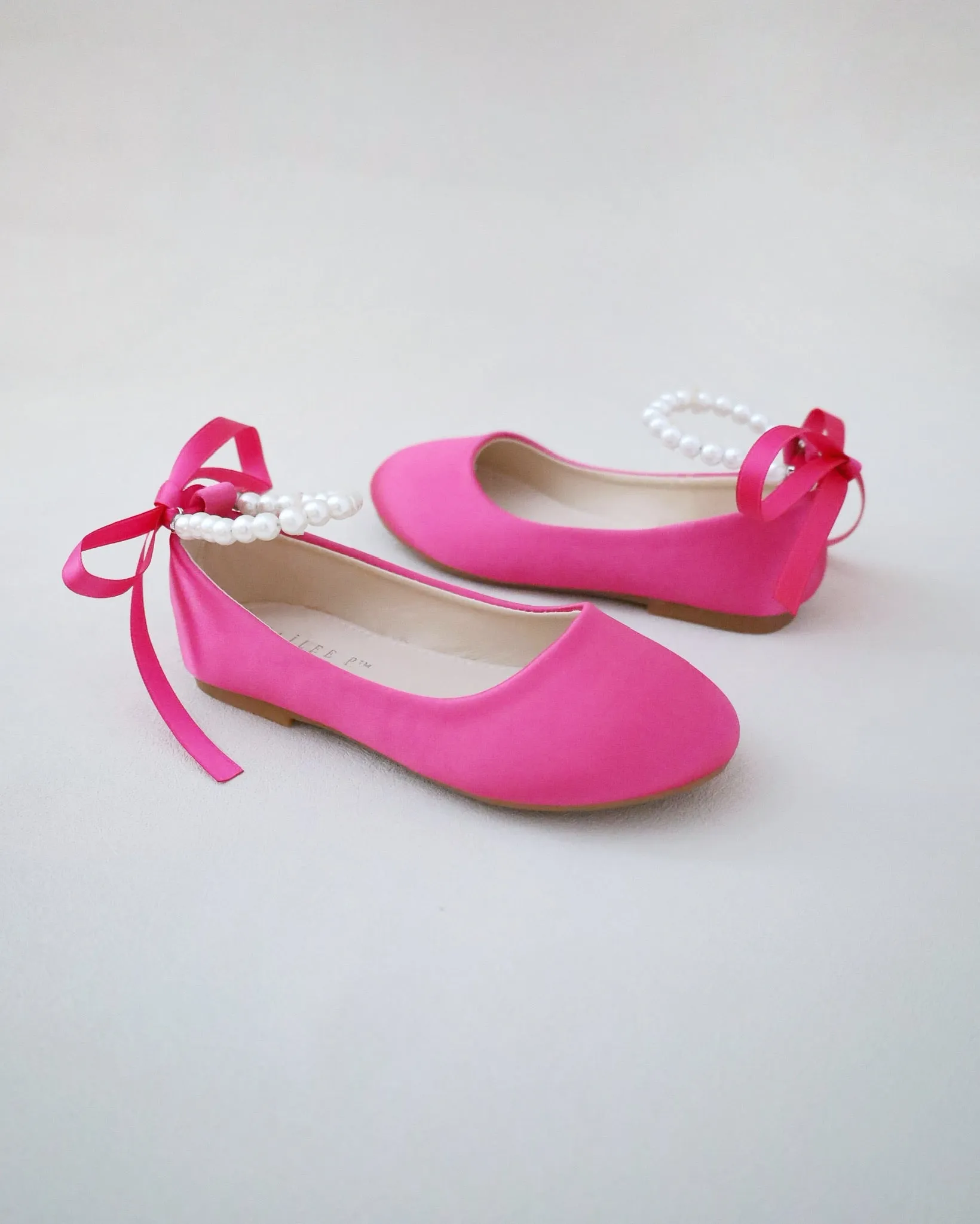 Satin Flats with All Pearls Ankle Strap