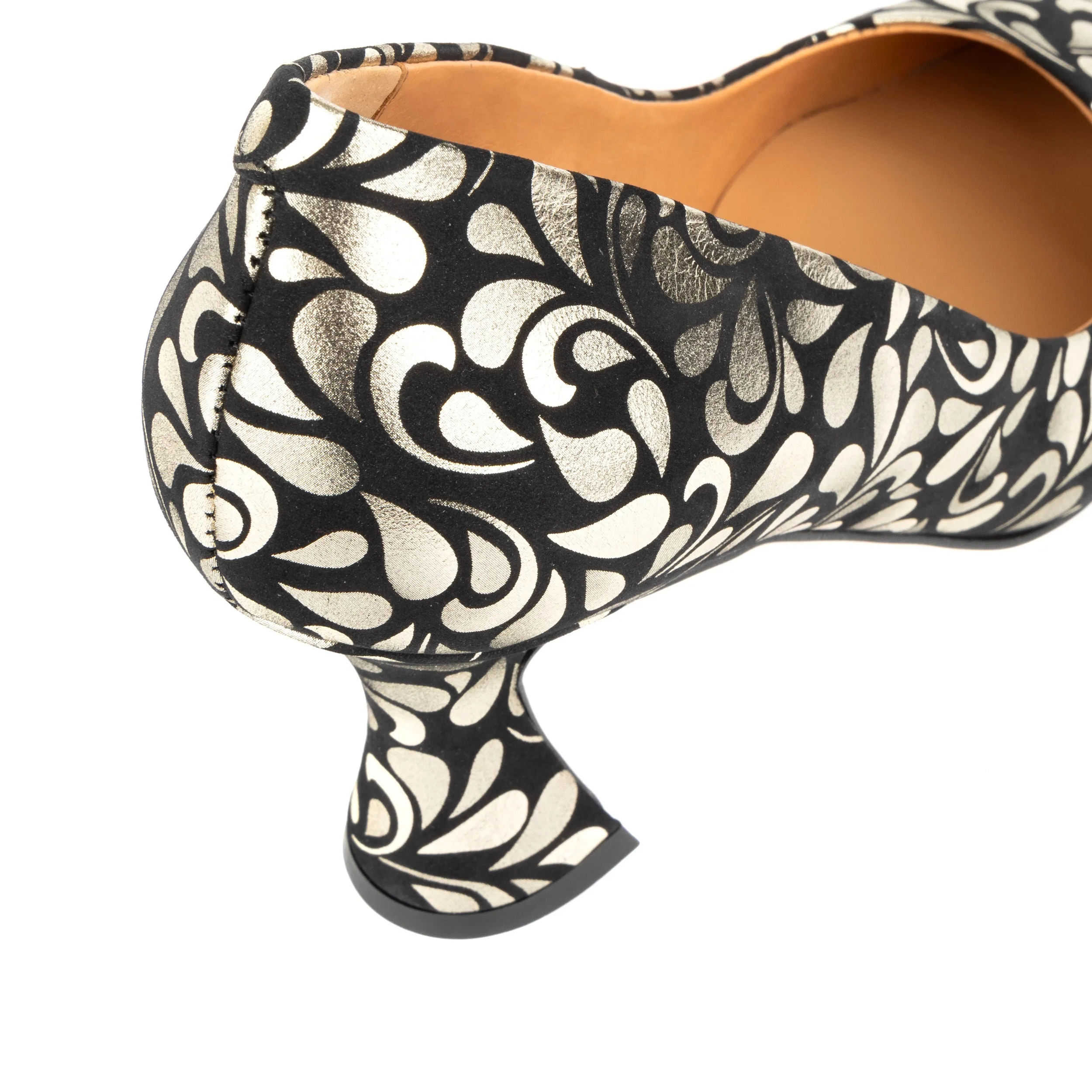 Sophia Hollywood - Gold - Women's pointed 3 inch heel pump in black and gold leather
