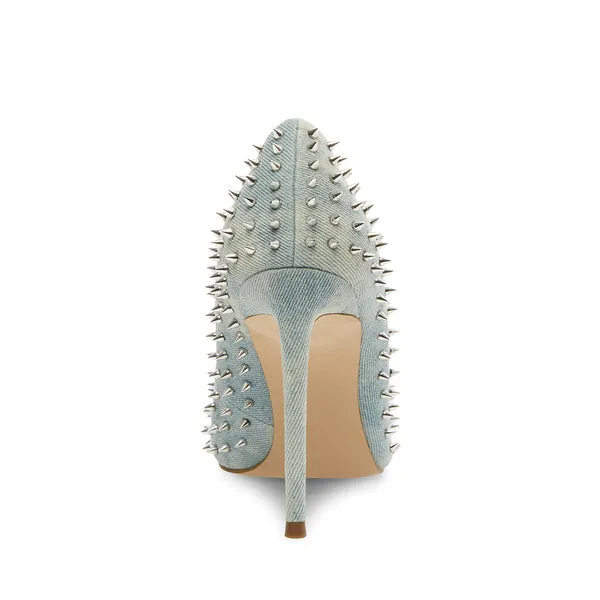Steve Madden Vala-S Denim Fabric Stud Printed High Stiletto Pointed Toe Dress Pumps