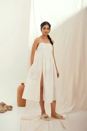 Stripe printed cotton long dress