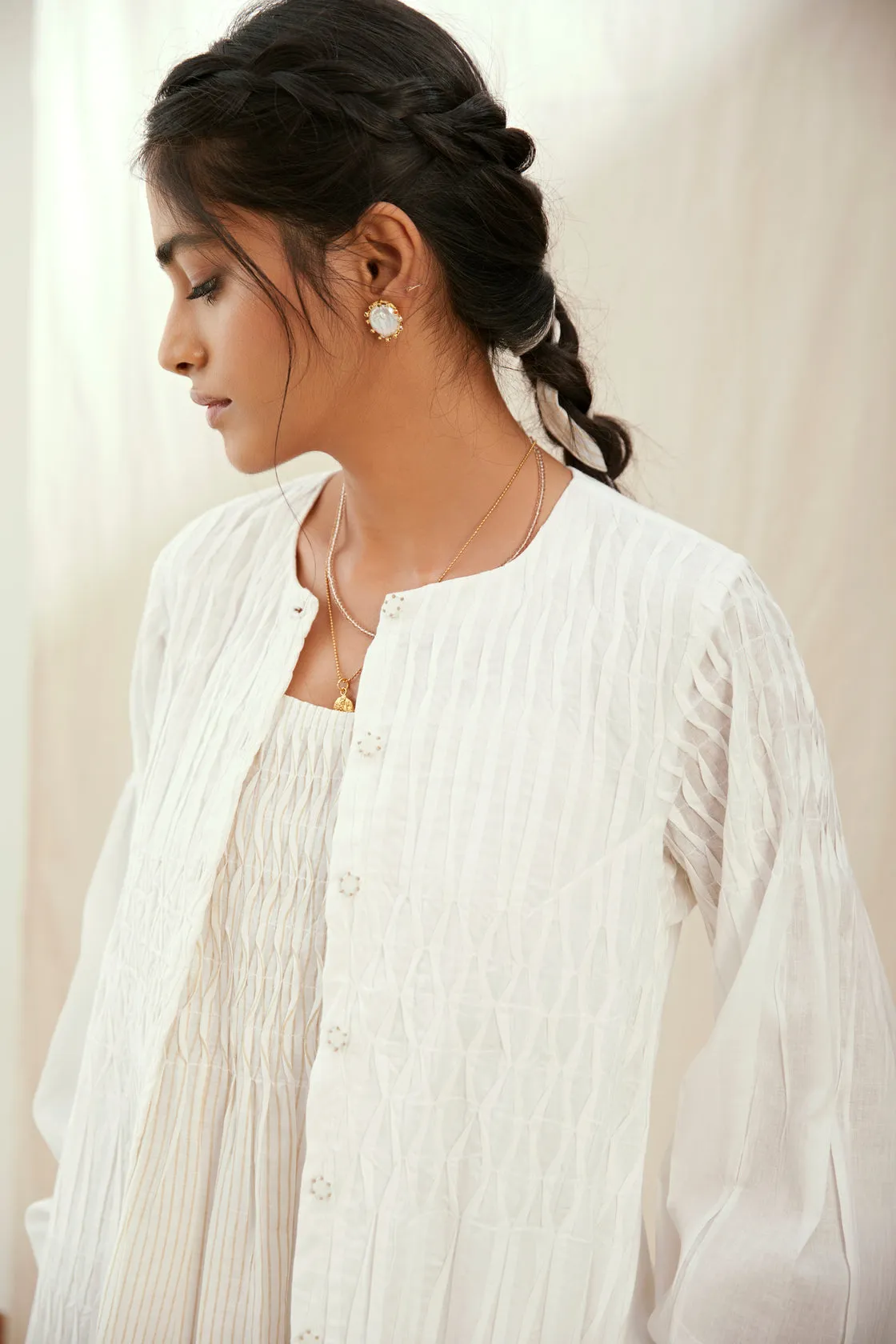 Stripe printed cotton long dress