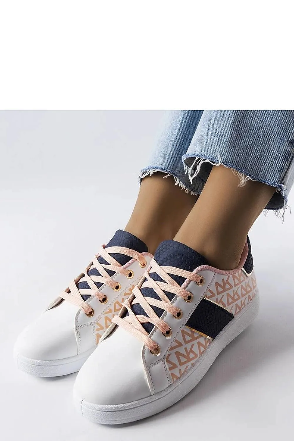 White sneakers with colorful inserts