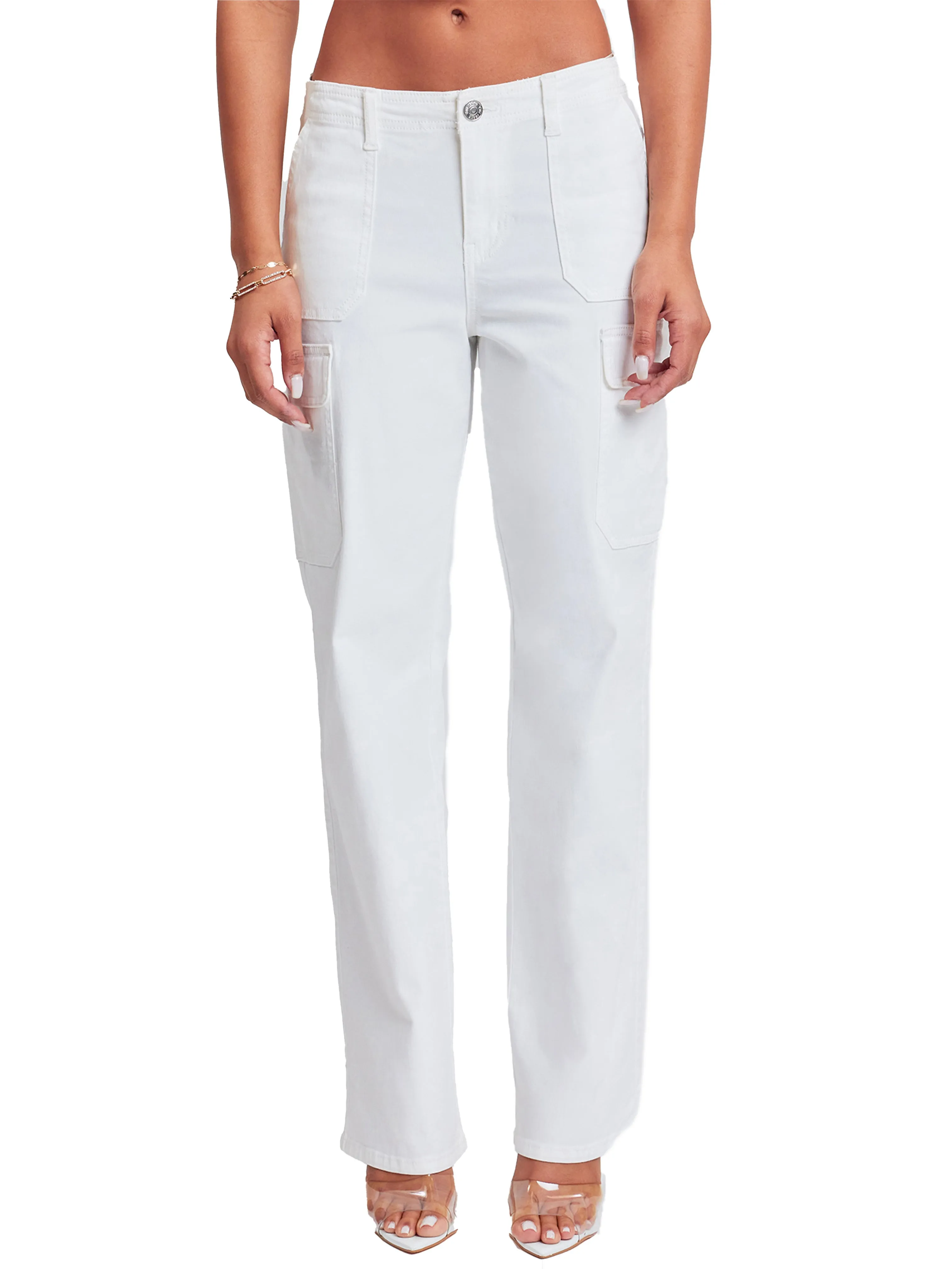 Womens High Rise Straight Leg Cargo Pants
