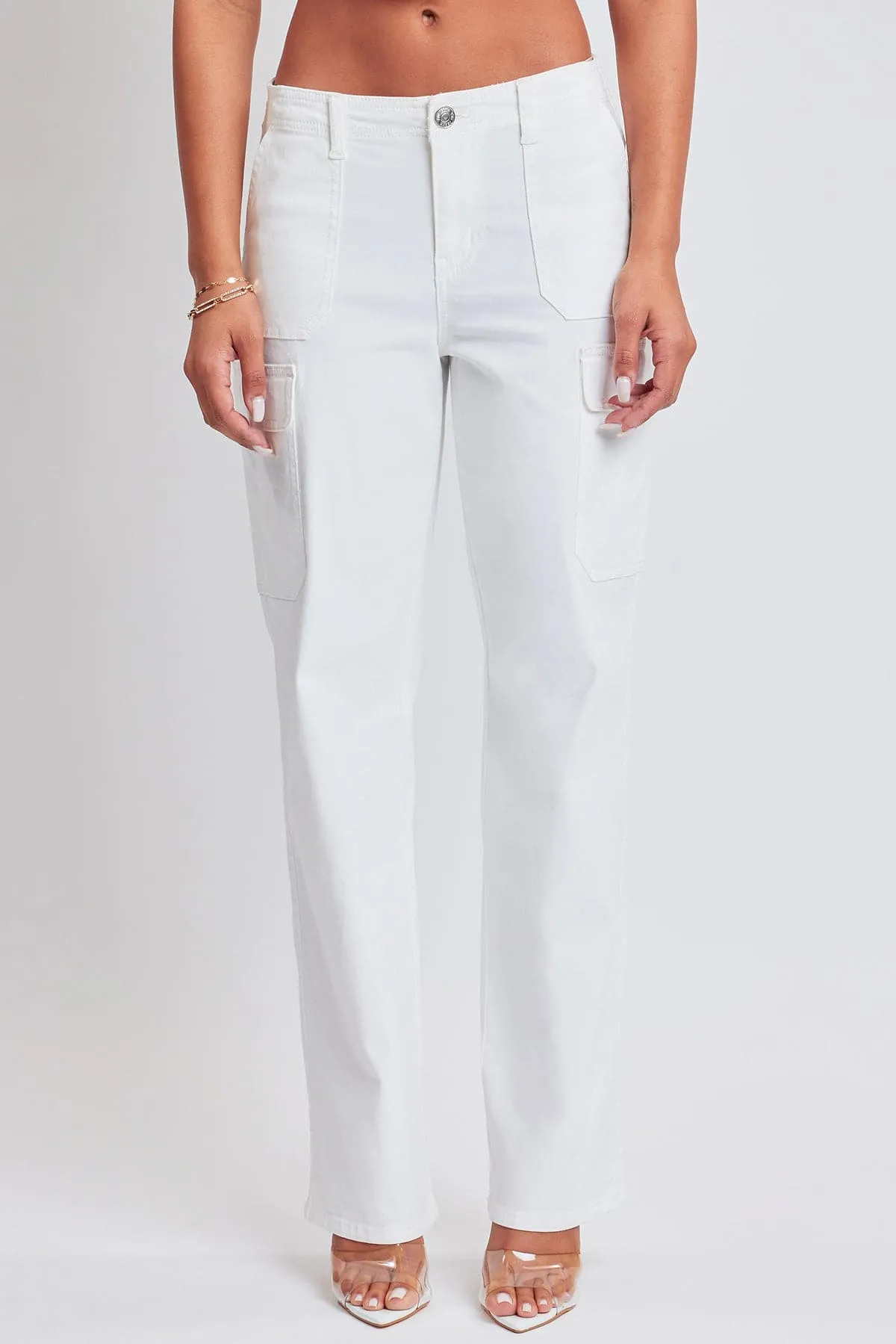 Womens High Rise Straight Leg Cargo Pants