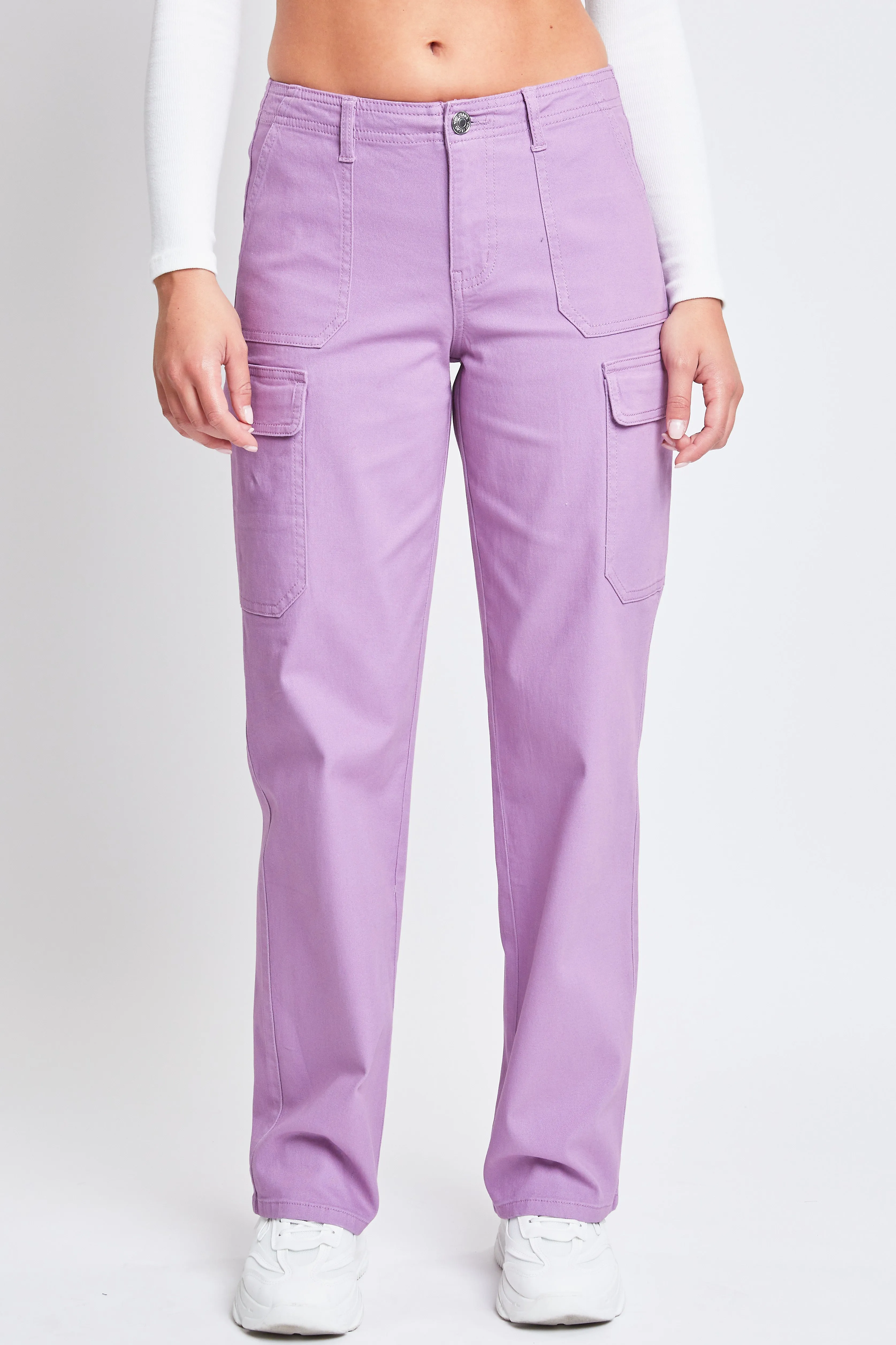 Womens High Rise Straight Leg Cargo Pants