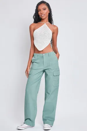 Womens High Rise Straight Leg Cargo Pants