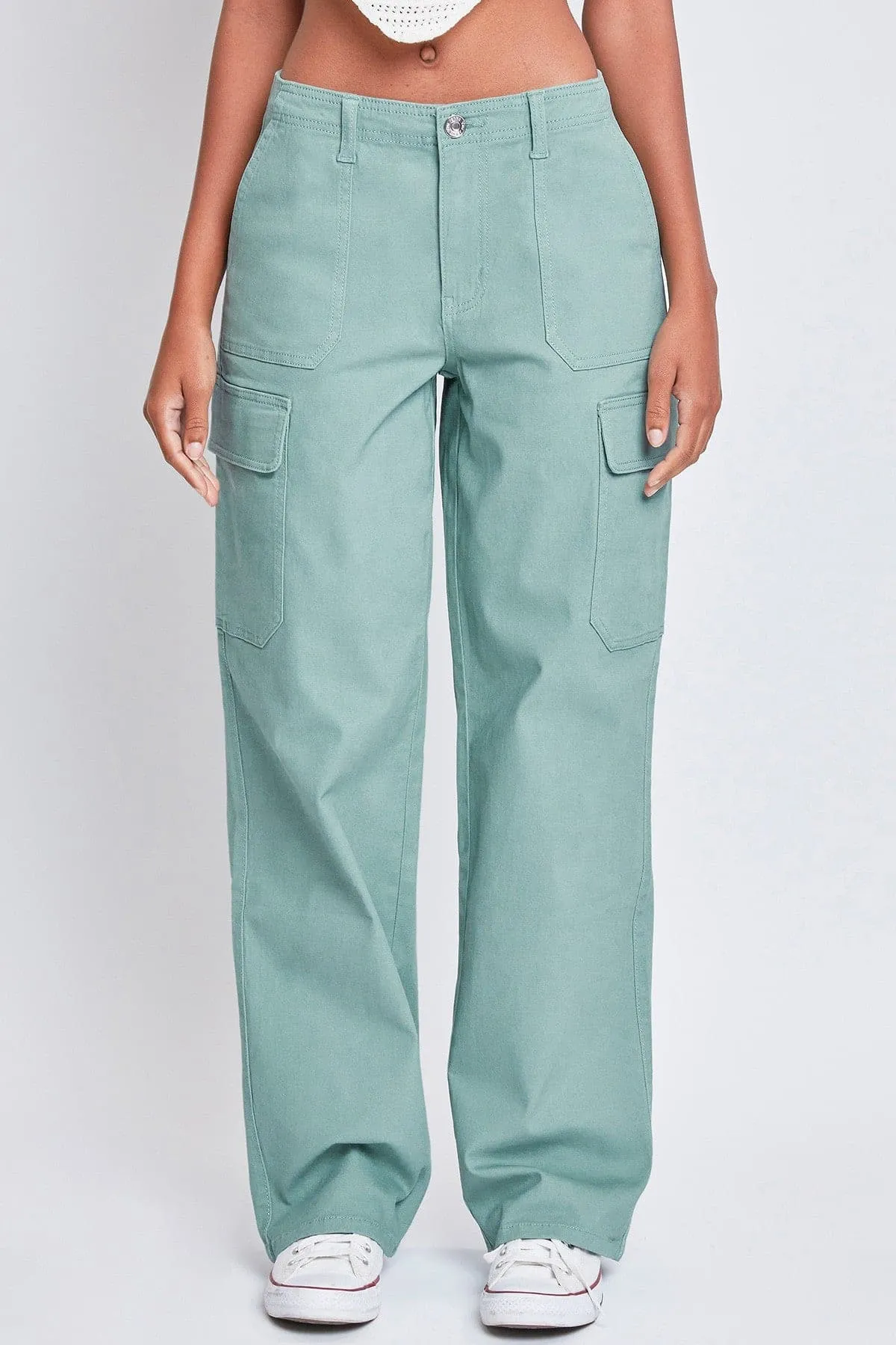 Womens High Rise Straight Leg Cargo Pants