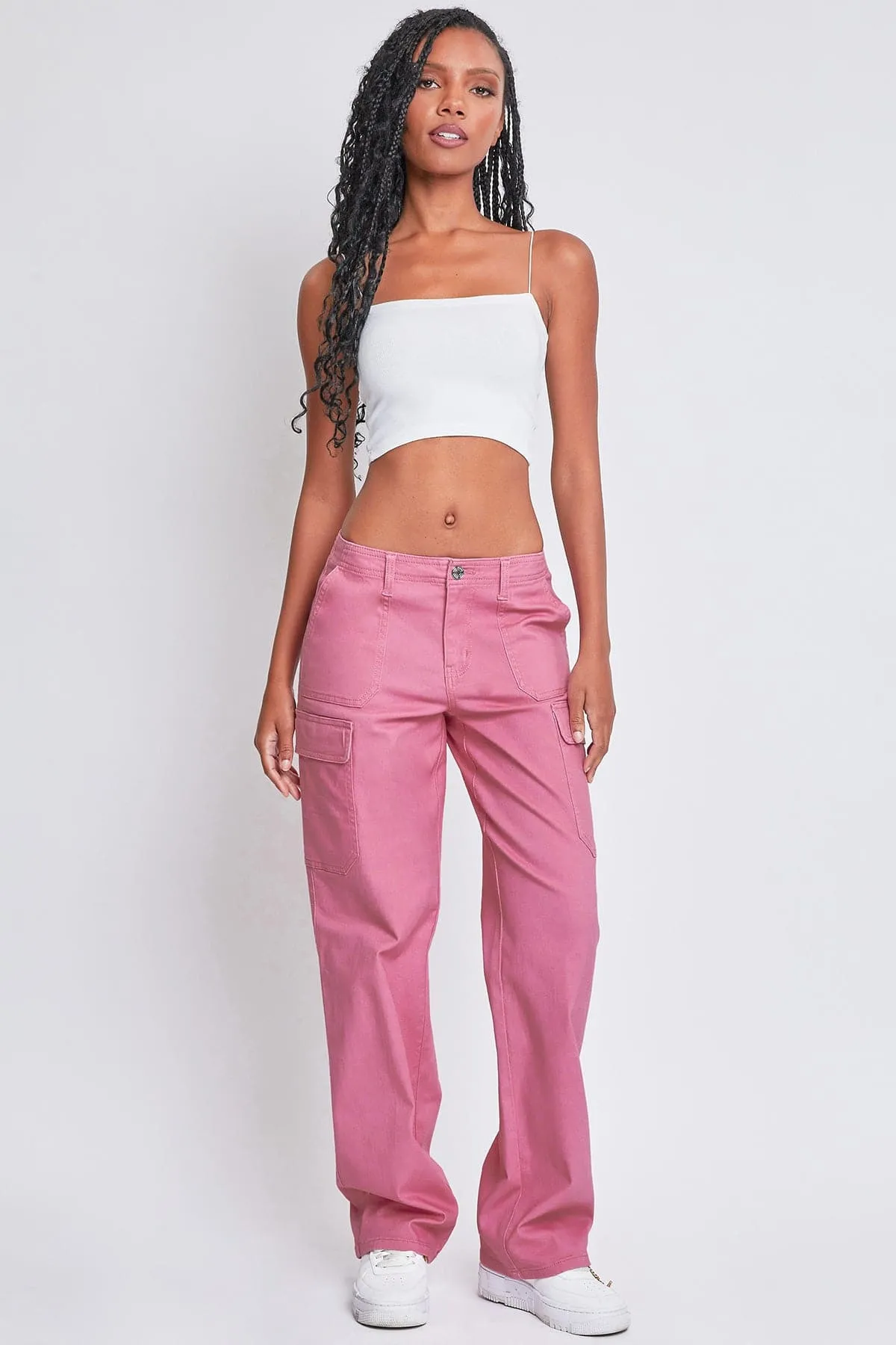 Womens High Rise Straight Leg Cargo Pants